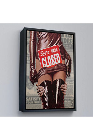 Ahşap Çerçeveli Sorry We'Re Closed Tablo - Üzgünüm Kapalıyız-7705