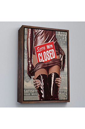 Ahşap Çerçeveli Sorry We'Re Closed Tablo - Üzgünüm Kapalıyız-7705