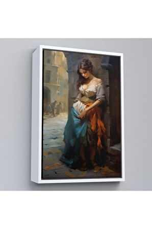 Ahşap Çerçeveli Köşe Başındaki Güzel Üzgün Kadın-7707