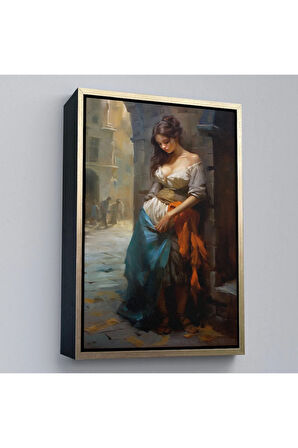 Ahşap Çerçeveli Köşe Başındaki Güzel Üzgün Kadın-7707