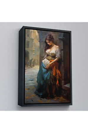 Ahşap Çerçeveli Köşe Başındaki Güzel Üzgün Kadın-7707