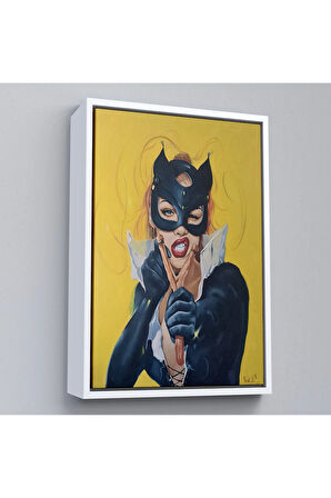 Ahşap Çerçeveli Sapanlı Kedi Kadın Tanlosu-7708