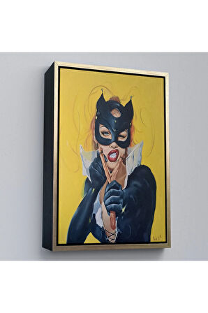 Ahşap Çerçeveli Sapanlı Kedi Kadın Tanlosu-7708