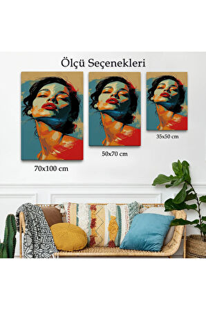 Ahşap Çerçeveli Pop Art Tarzda Güzel Kadın Tablosu-7709