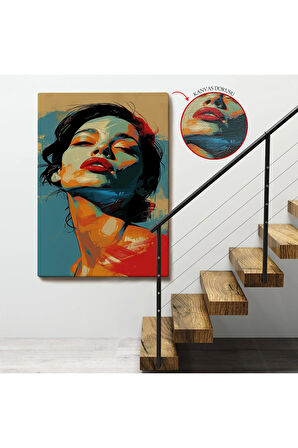 Ahşap Çerçeveli Pop Art Tarzda Güzel Kadın Tablosu-7709
