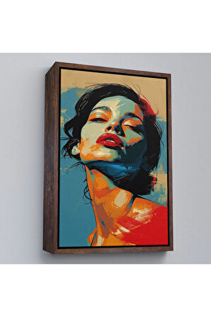 Ahşap Çerçeveli Pop Art Tarzda Güzel Kadın Tablosu-7709
