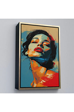 Ahşap Çerçeveli Pop Art Tarzda Güzel Kadın Tablosu-7709