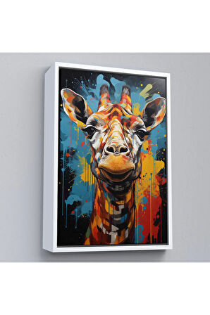 Ahşap Çerçeveli Sevimli Zürafa Tablosu-7722