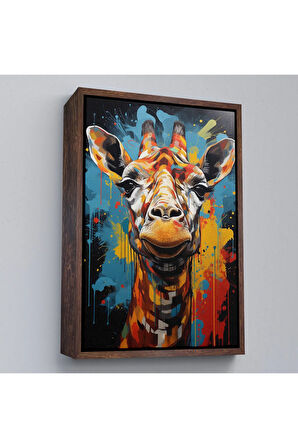 Ahşap Çerçeveli Sevimli Zürafa Tablosu-7722