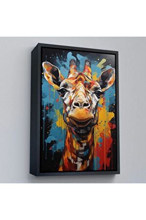 Ahşap Çerçeveli Sevimli Zürafa Tablosu-7722