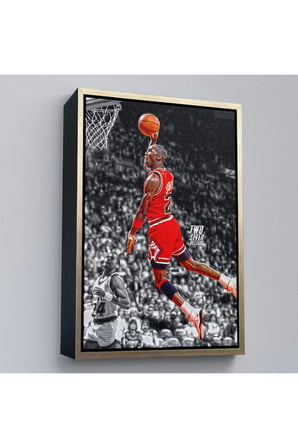 Ahşap Çerçeveli Michael Jordan Smaç Tablosu-7736