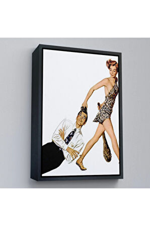 Ahşap Çerçeveli Modern Erkeği Sürükleyip Götüren Taş Devri Kadını Tablo-7738