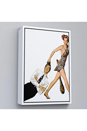 Ahşap Çerçeveli Modern Erkeği Sürükleyip Götüren Taş Devri Kadını Tablo-7738