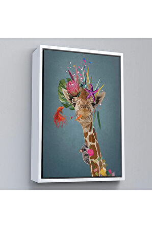 Ahşap Çerçeveli Sevimli Zürafa Tablosu-7748