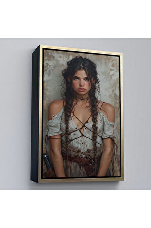 Ahşap Çerçeveli İspanyol Güzel Kadın Tablosu-7757