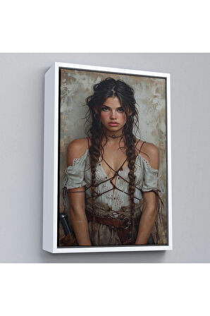 Ahşap Çerçeveli İspanyol Güzel Kadın Tablosu-7757