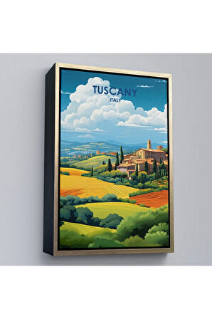 Ahşap Çerçeveli Toskana İtalya Tablosu - Tuscany-7764