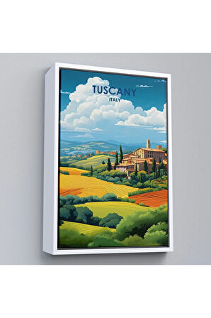 Ahşap Çerçeveli Toskana İtalya Tablosu - Tuscany-7764