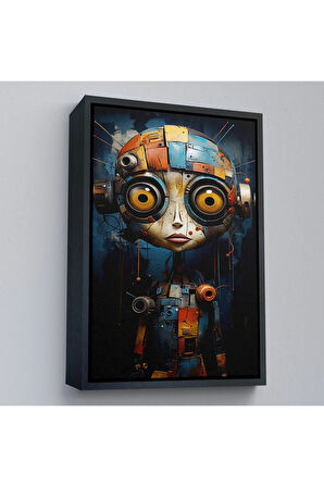 Ahşap Çerçeveli Sevimli Robatun Yakında Görünümü Tablosu-7788