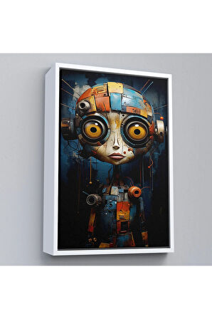 Ahşap Çerçeveli Sevimli Robatun Yakında Görünümü Tablosu-7788