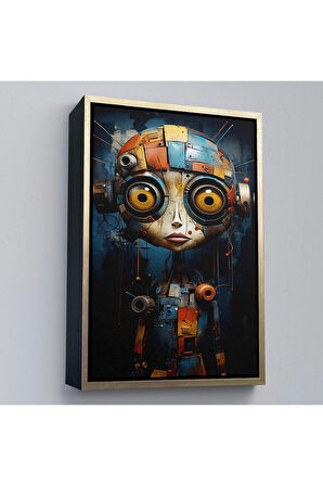 Ahşap Çerçeveli Sevimli Robatun Yakında Görünümü Tablosu-7788