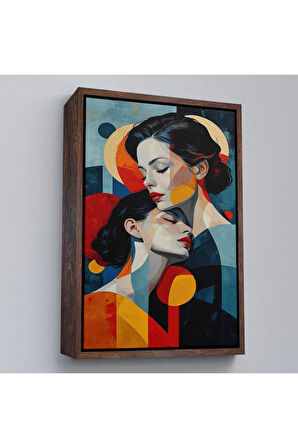 Ahşap Çerçeveli Anne Ve Kızı Tablosu-7791