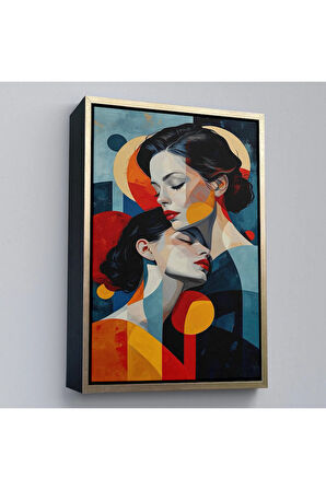 Ahşap Çerçeveli Anne Ve Kızı Tablosu-7791