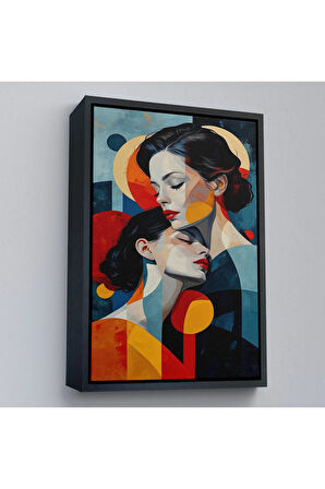 Ahşap Çerçeveli Anne Ve Kızı Tablosu-7791