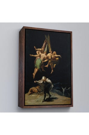 Ahşap Çerçeveli Francisco Goya - Witches Flight Cadıların Uçusu Tablosu-7794