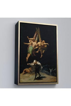 Ahşap Çerçeveli Francisco Goya - Witches Flight Cadıların Uçusu Tablosu-7794