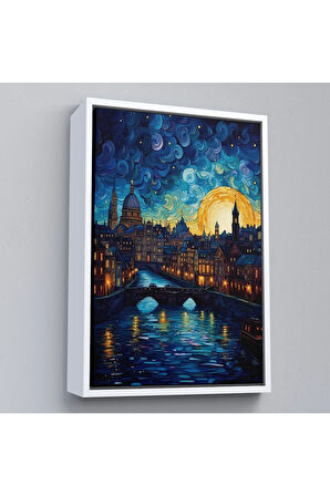 Ahşap Çerçeveli Vincent Van Gogh Tarzı Venedik Tablosu-7795