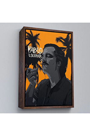 Ahşap Çerçeveli Pablo Escobar Uyuşturucu Baronu Tablosu-7801