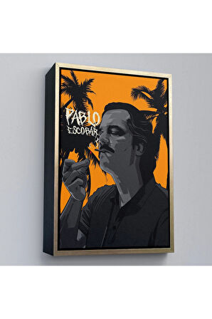 Ahşap Çerçeveli Pablo Escobar Uyuşturucu Baronu Tablosu-7801