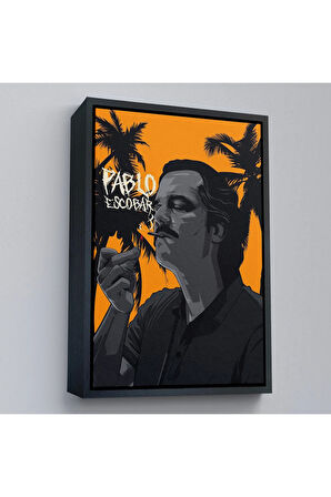 Ahşap Çerçeveli Pablo Escobar Uyuşturucu Baronu Tablosu-7801