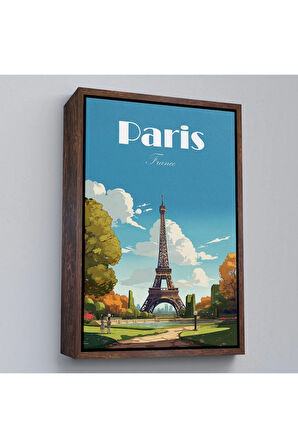 Ahşap Çerçeveli Fransa Paris Eyfel Kulesi Tablosu-7809