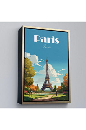 Ahşap Çerçeveli Fransa Paris Eyfel Kulesi Tablosu-7809