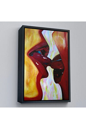 Ahşap Çerçeveli Öpüşen Çift Tablosu-7816