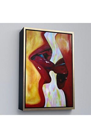 Ahşap Çerçeveli Öpüşen Çift Tablosu-7816