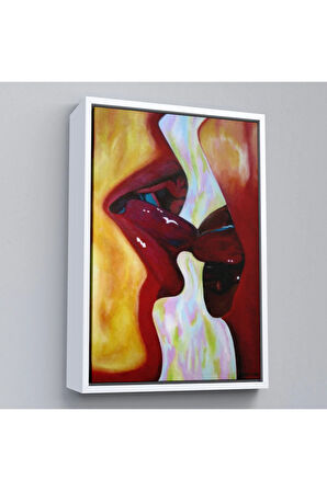 Ahşap Çerçeveli Öpüşen Çift Tablosu-7816