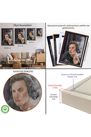 Ahşap Çerçeveli Elon Musk Tablosu-7822