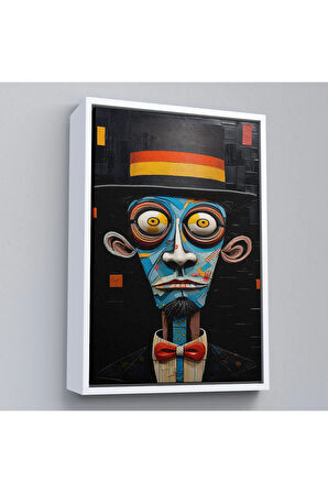 Ahşap Çerçeveli İkonik Sürreal Adam Tablosu-7824