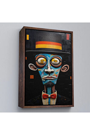 Ahşap Çerçeveli İkonik Sürreal Adam Tablosu-7824