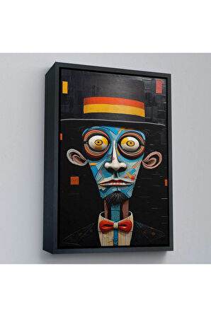 Ahşap Çerçeveli İkonik Sürreal Adam Tablosu-7824