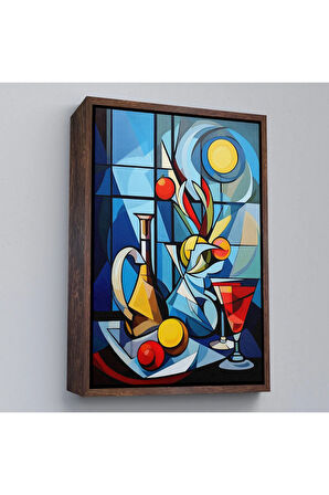 Ahşap Çerçeveli Renkli Soyut Tablo-7825
