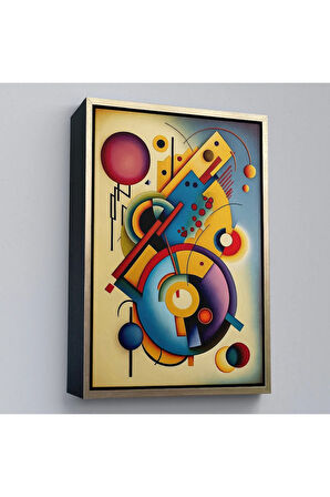 Ahşap Çerçeveli Kandinsky Tablosu Minimal Soyut Tablo-7826