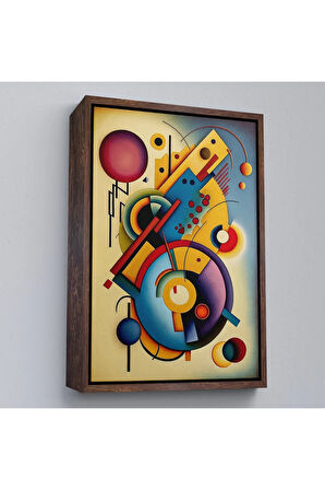 Ahşap Çerçeveli Kandinsky Tablosu Minimal Soyut Tablo-7826