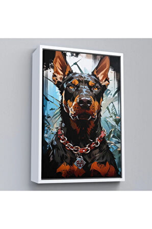 Ahşap Çerçeveli Doberman Tablosu-7828