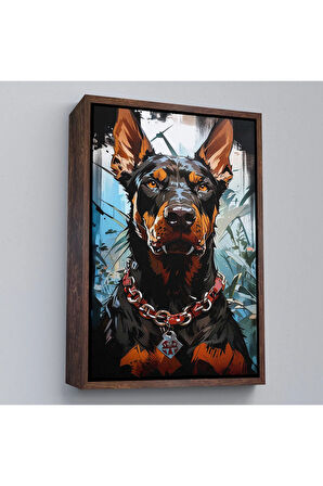 Ahşap Çerçeveli Doberman Tablosu-7828