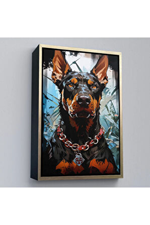 Ahşap Çerçeveli Doberman Tablosu-7828