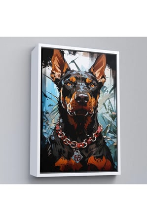 Ahşap Çerçeveli Doberman Tablosu-7828